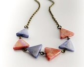Nautical Navy Triangle Geometric Summer Beach Necklace