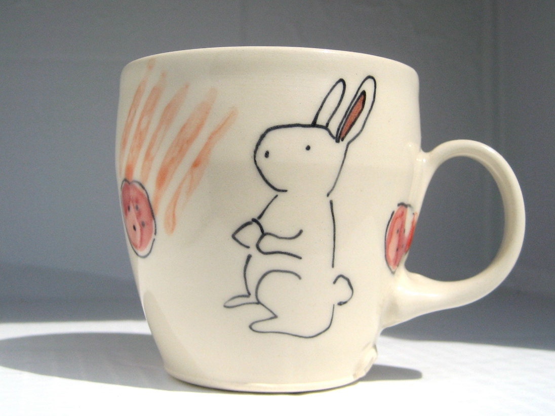 Custom Listing For Laura- Handmade Coffee Mug- Bunny Rabbit Mug-Dutch Rabbit
