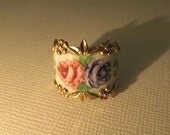 Vintage Enamel Ring Vermeil 1940s