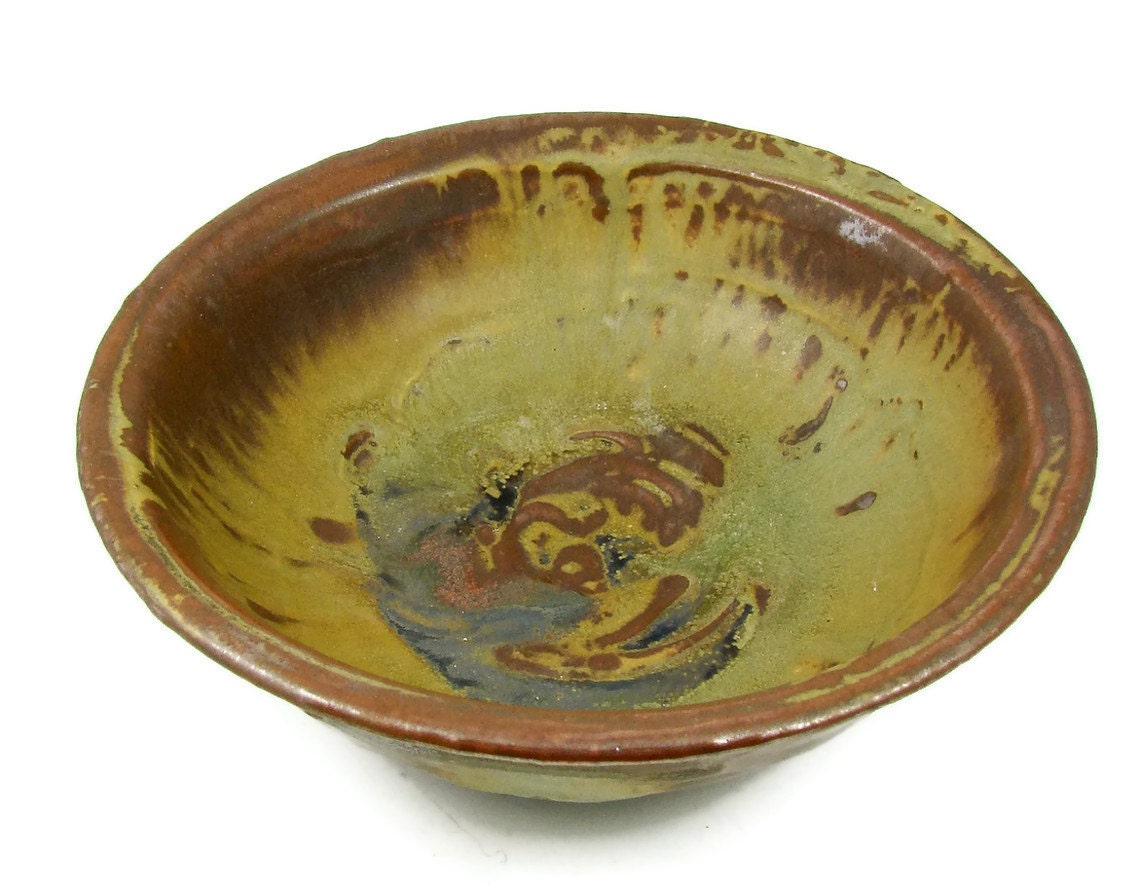 Stoneware Clay Bowl - Holds One and One Half Quarts - Handmade Wheel Thrown Ceramic Pottery - Ships Today