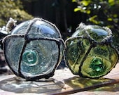 Vintage Glass Fishing Floats - Gemini Garden PR - Home Decor, Antique, Glass, Nautical, Ocean, Sea, Beach Decor, Japanese, Cottage, Fishing