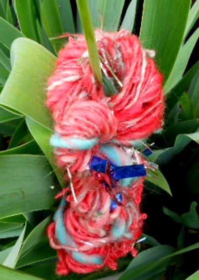 Handspun Yarn, Handspun Art Yarn, Happy Birthday, America, Single Ply, 34 yards