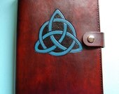 Blue Celtic Triquetra Leather Journal Notebook Cover