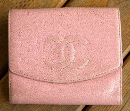 Sale Previously 210.00 Vintage Authentic CHANEL Pink Leather Wallet