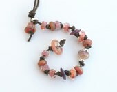 Leather and Lampwork bracelet, Bubbly effervescent artisan glass beads