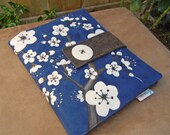 Book Style Cover and Easel Stand for Ipad 3, Xoom or other Tablet Computer with Hand Painted Cherry Blossoms
