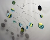 Diagonal Shift Watercolor Art Mobile - Original Hanging Sculpture - Calder Style