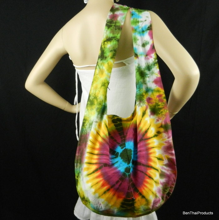 Tie Dye Sling Bag Purse Hobo Hippie Messenger Crossbody Top Zip Celebrity OAK XL VE10 - BenThaiProducts