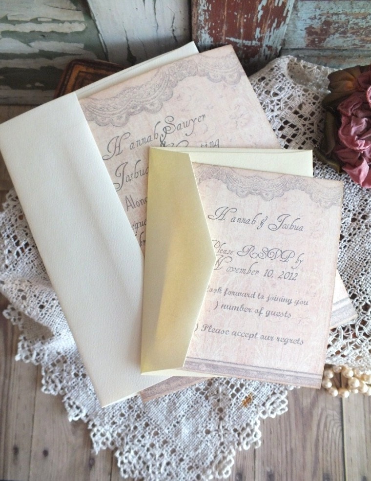 Vintage Wedding Invitation Suite Handmade by avintageobsession on etsy