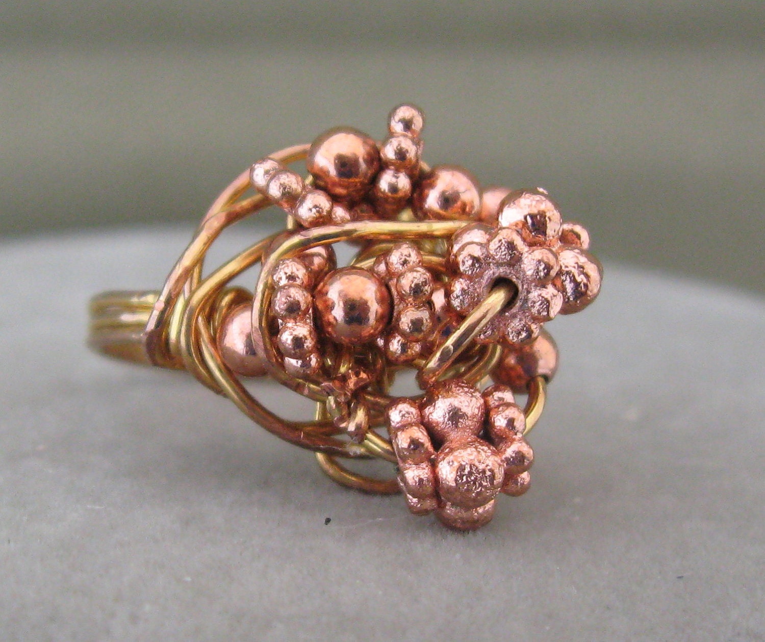 Copper Bead Wire Wrapped Ring