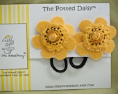 Ponytail Holders: Flowered Pony Tail Holders with detailed hand embrodiery (Set of Two) - thepotteddaisy