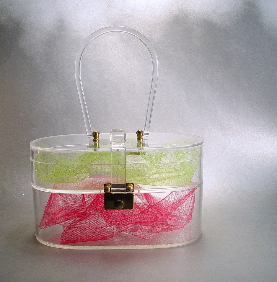 Wilardy Clear Lucite Double Decker Purse Vintage 1950s Accessory