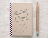 Handmade Sketchbook, Eco Friendly Travel Journal - Air Mail, Postal, Special Delivery - Graduation Gift