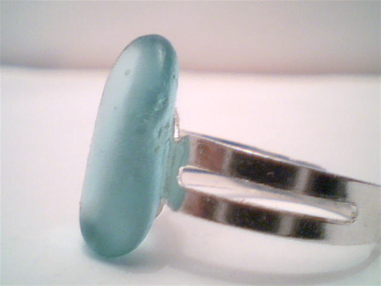 Genuine aqua blue beach sea glass ring ajustable size