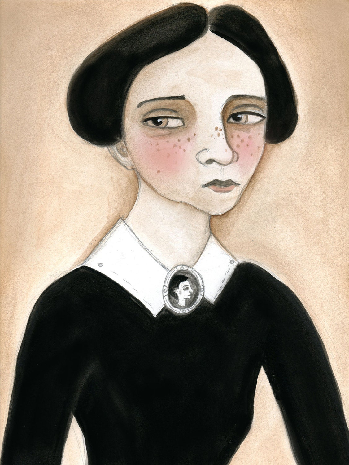 Miss Agnes - An Illustrated Victorian Watercolor Portrait Print (6x8)