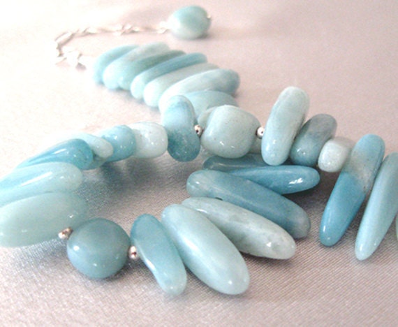 Amazonite Gemstone Bracelet, Fringe, Sterling Silver