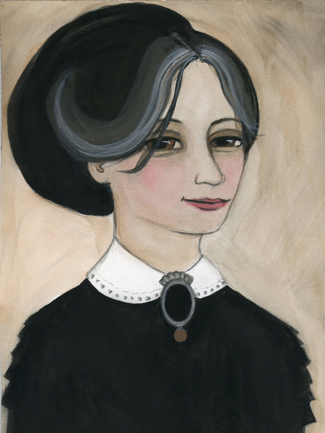 Miss Eleanor - A Illustrated Victorian Watercolor Portrait Print (6x8)