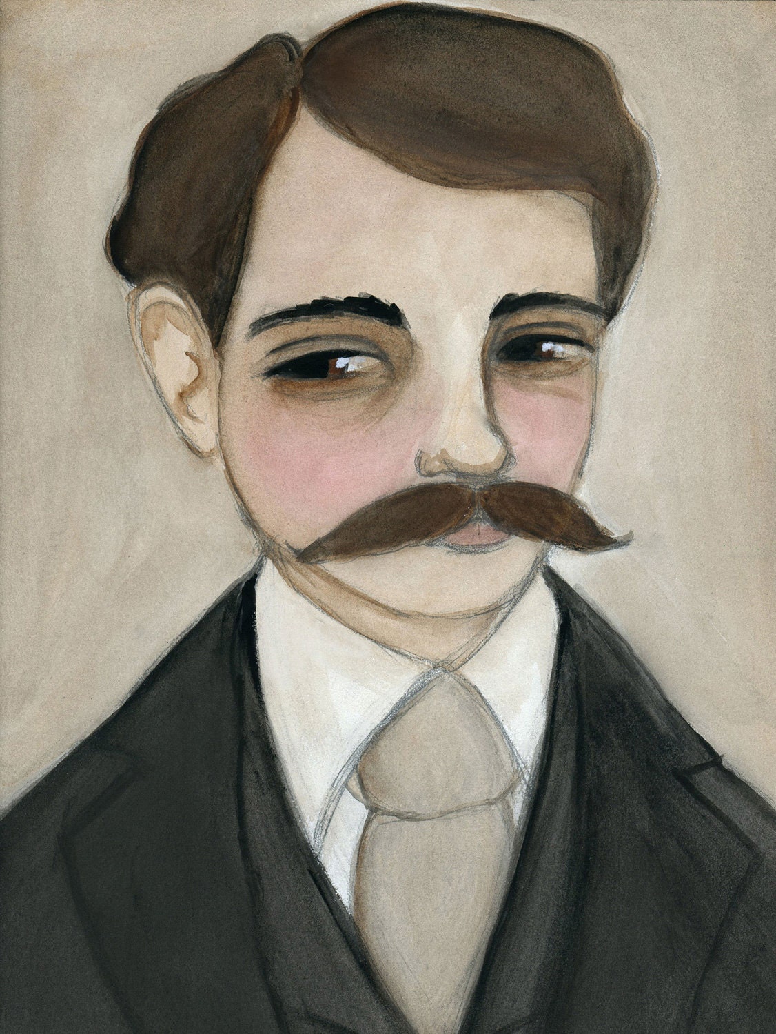 Jasper - An Illustrated Watercolor Victorian Portrait Print (6x8)