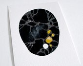 united 1 . original nature inspired abstract painting on paper . black white and yellow . by natasha newton