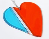Heart Suncatcher, Gift, Handmade Glass Heart Ornament, FREE SHIPPING (to USA)
