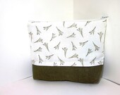 Medium Cotton Zipper Pouch - Eiffel Tower Brown