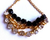 Big Bling Bracelet, Big Sparkly Rhinestones & Gold Plated Chain..Gold, Black, Crystal, Gunmetal