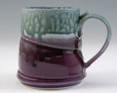 Purple Eggplant Teal  Green Mug Handmade Porcelain Pottery by Mark Hudak