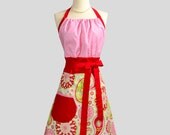 Cute Kitsch Apron : Handmade Modern Design in Michael Miller Gypsy Bandana Rose Paisley White