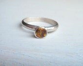 Golden Citrine Solitaire Stack Ring Size 6 1/2