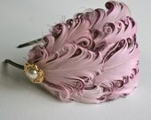 Vintage Pink Feather Flapper Art Deco Hairpiece