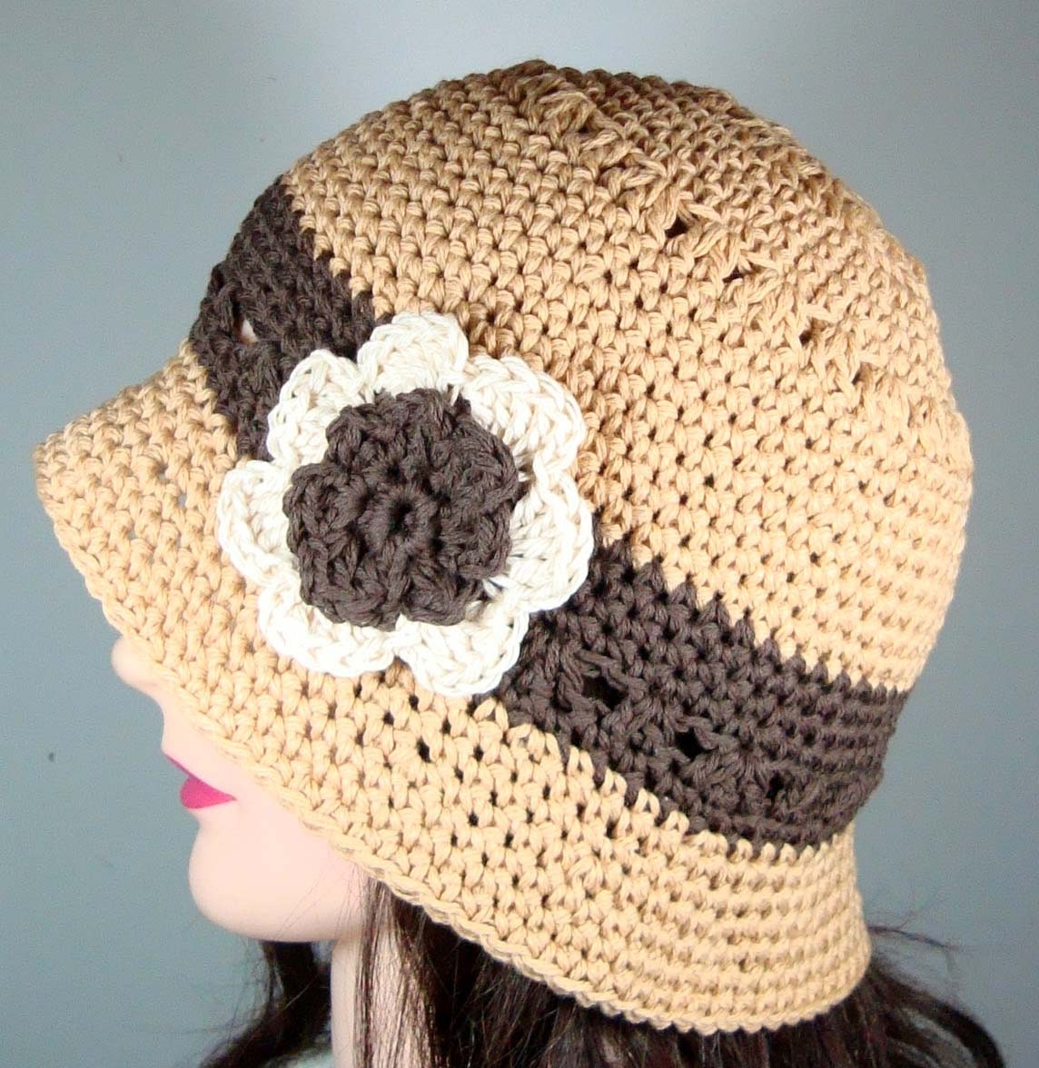 Cloche Hat in Camel, Brown, Cream