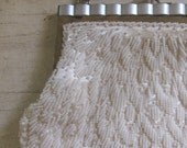 Vintage Evening Bag in Ivory Pearl Beads & Lucite Edging Over Silk Satin, Fine Arts Bag, Hong Kong