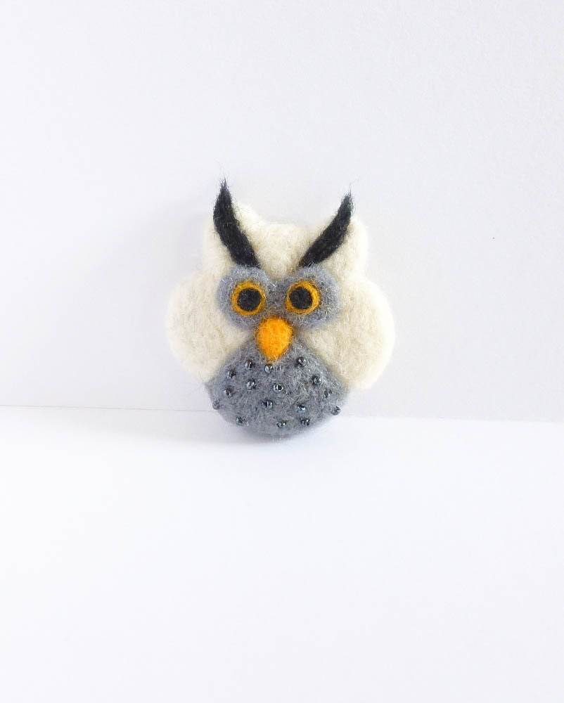 Owl Wool Brooch Cute Needle Felted Owl