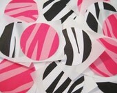 Pink and black zebra stickers, 12 count
