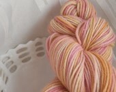 Peaches superwash merino worsted weight yarnpink and pale yellow mix Bare Sheep Yarn