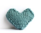 Heart pin brooch hand knitted in seafoam, valentines heart, love heart, friendship heart