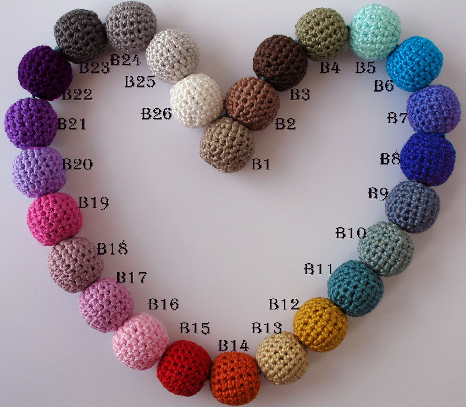 Set of 6 pcs. handmade 25 mm (1 inch) crocheted beads