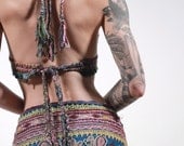 Venus handspun hand dyed  wool crochet tribal gypsy hippie halter bikini top - ChopstixWaits