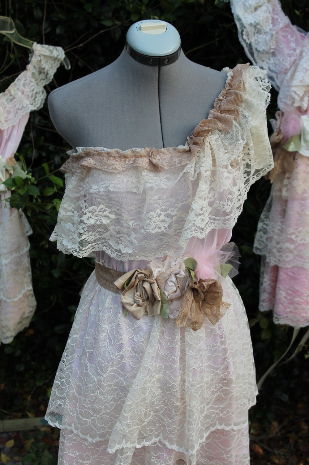 Tea Party Bridesmaid Dress- One shoulder Ruffled - amandarosebridal