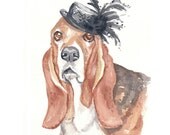 Dog Watercolor - Original Painting, Basset Hound, Animal Art, 8x10