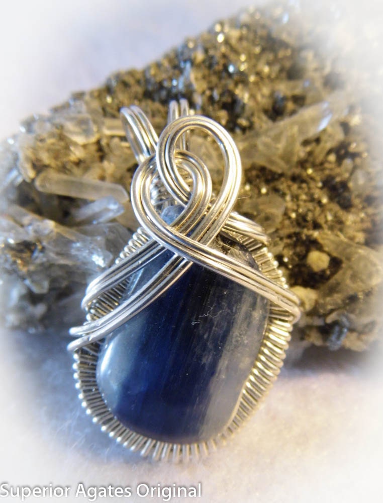 Blue Kyanite Wire Wrapped Pendant