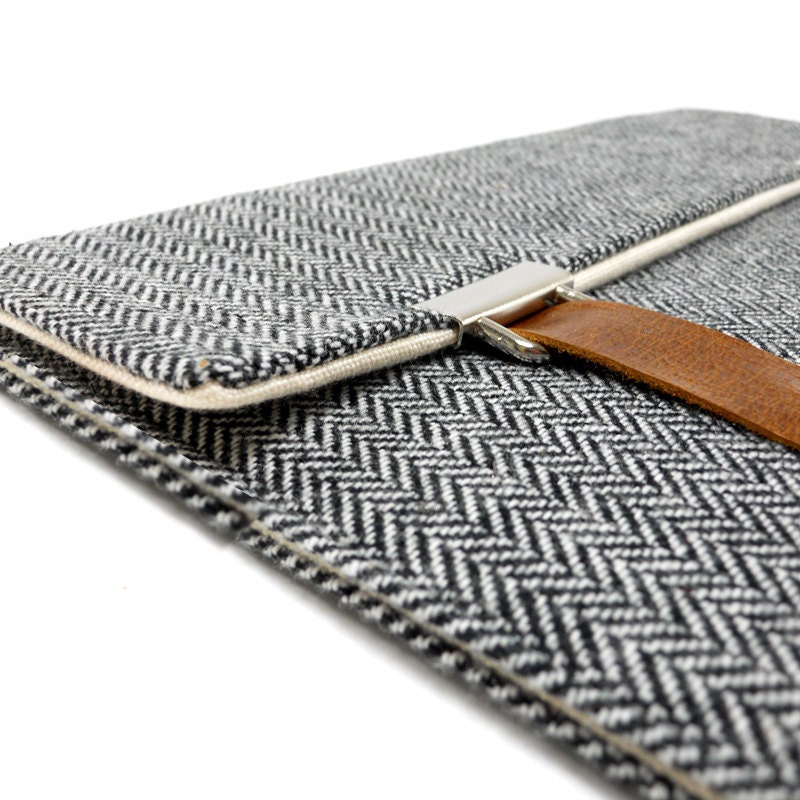 iPad case - gray herringbone