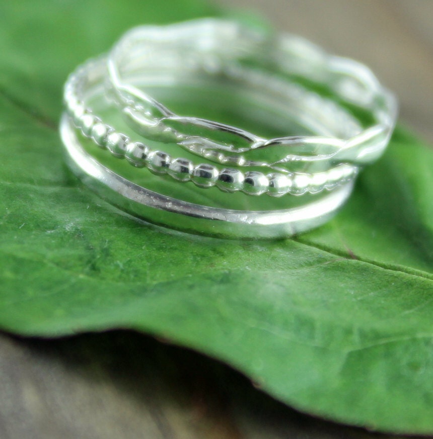 THREE Stackable Sterling silver Toe Rings