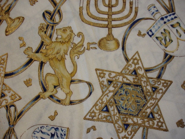 Lion of Judah Hanukah Alexander Henry Fabric 1996 Rare OOP - 1 YD (M-22)