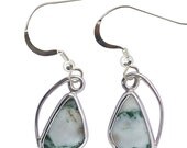 Tree Agate and Sterling Silver Dangle Earrings  etree2005