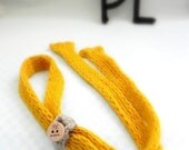 Knitted mustard yellow extra long skinny felted wool tie scarf by PL wear - PLwear