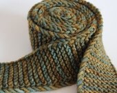 Knit Tie, Skinny Knit Tie, Hand dyed Olive Blue Green, Free Shipping