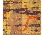 Textile Art Screenprint Rustic Earthy Colourway Bohemian Splendour