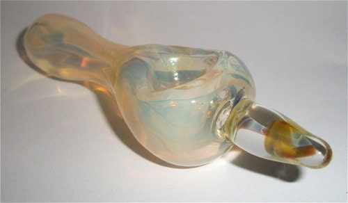 Glass Tobacco Pipe with Spring Luster Mushroom Free Shipping