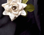 Paper flower boutonnieres - vintage sheet music for Emily L.